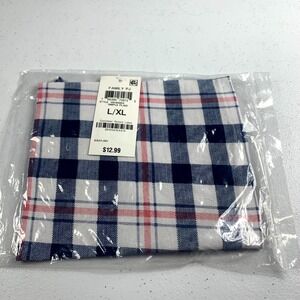 Macy's Family Pajamas Matching Pet‎ Bandana Dog L/XL Simple Plaid Red Blue Scarf